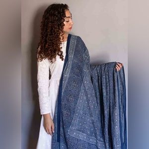 Blue Ajrak Chaadar Shawl Dupatta